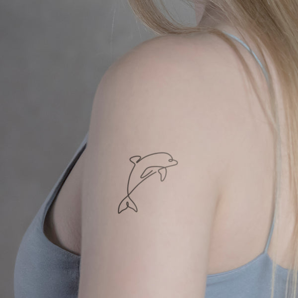 Pierre Tatouage éphémère Skinjee Ladot - Motif Petit Dauphin, Blanc, Taille S, Neuf Sous Blister