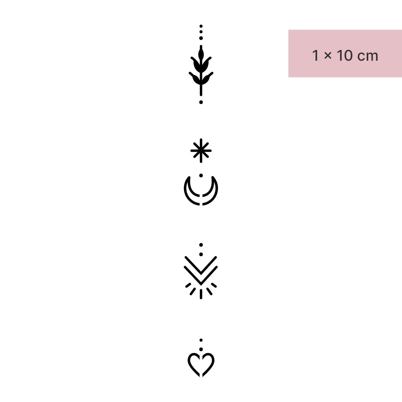 Ornament mit Mond, Pfeile und Herz Tattoo von minink, der Marke für temporäre Tattoos.