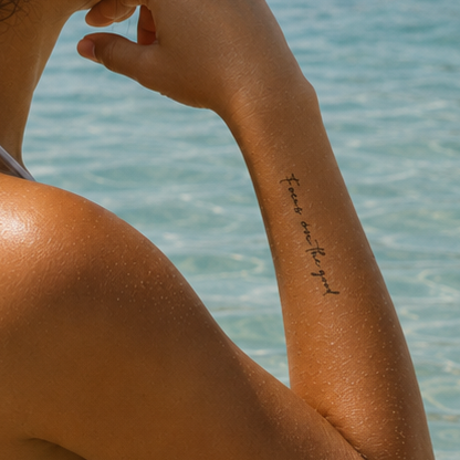 Focus on the good Tattoo von minink, der Marke für temporäre Tattoos.