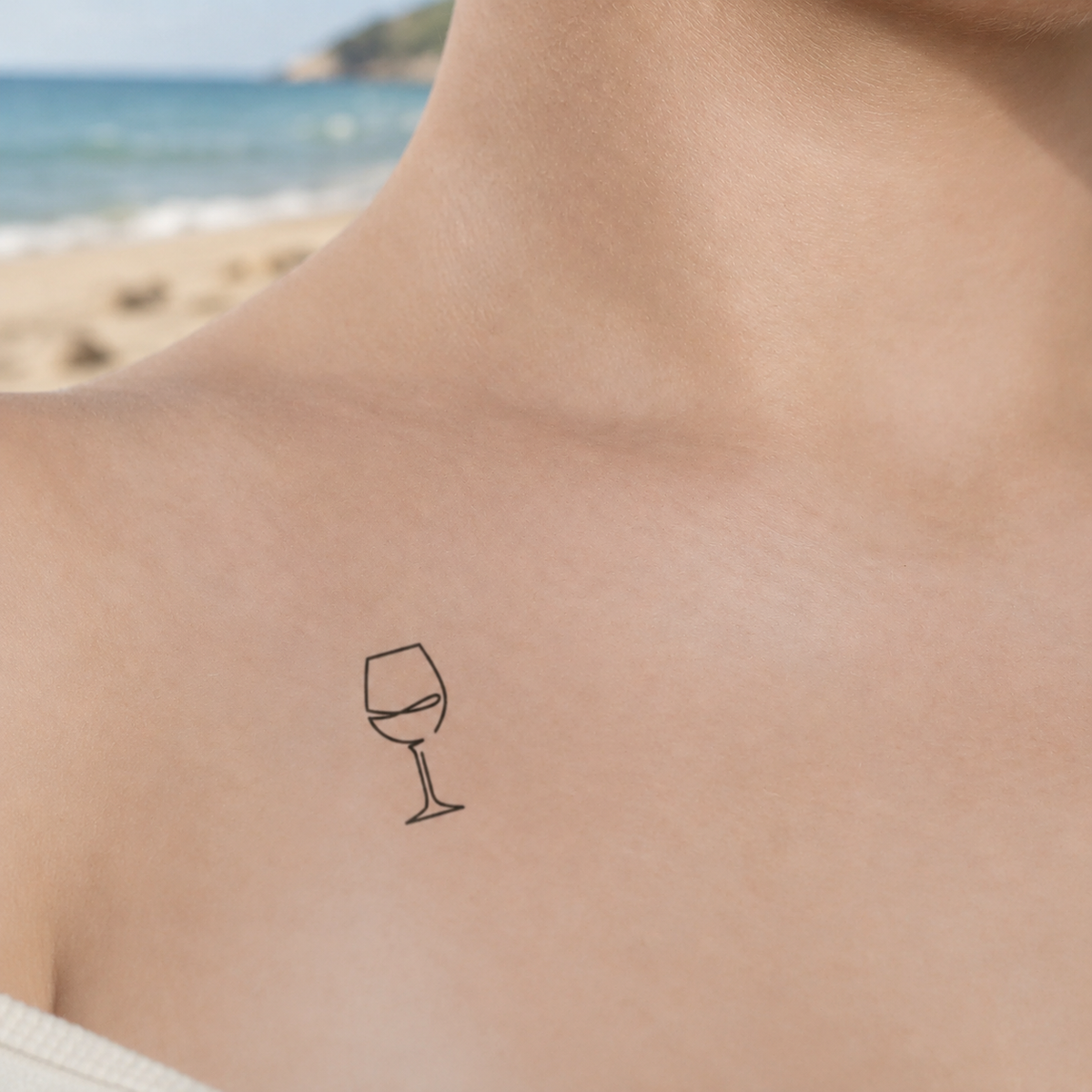 Abstraktes Weinglas Tattoo von minink, der Marke für temporäre Tattoos.