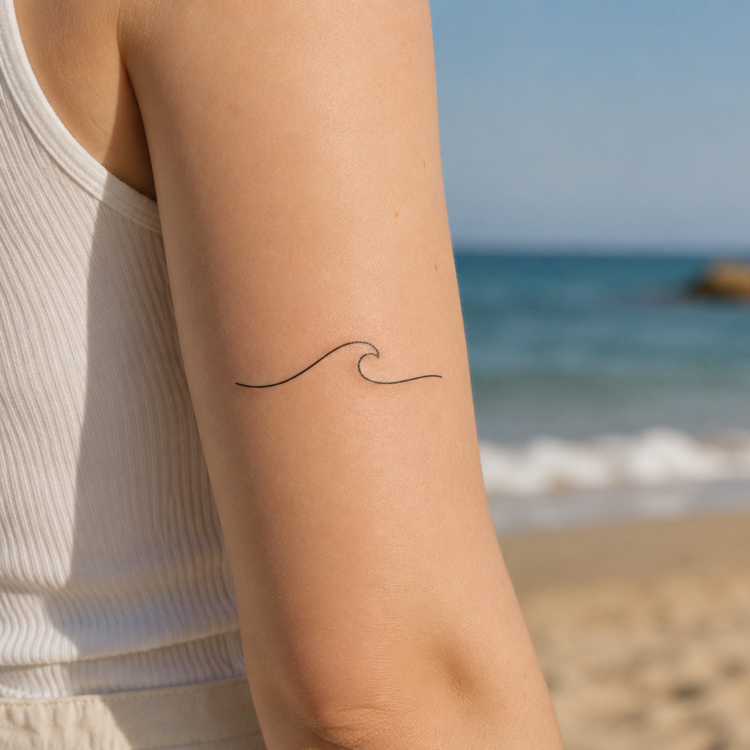 Grosse Welle Tattoo von minink, der Marke für temporäre Tattoos.