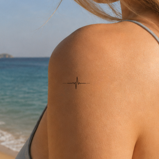 Herzschlag Tattoo von minink, der Marke für temporäre Tattoos.