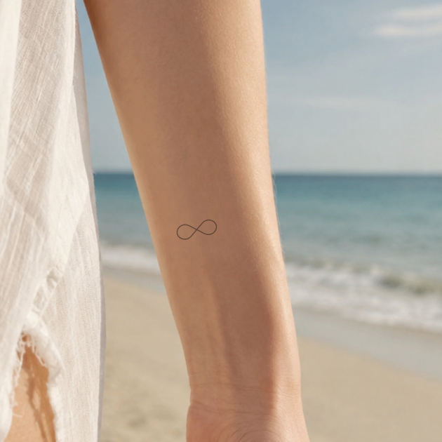 Symbol der Unendlichkeit Tattoo von minink, der Marke für temporäre Tattoos.