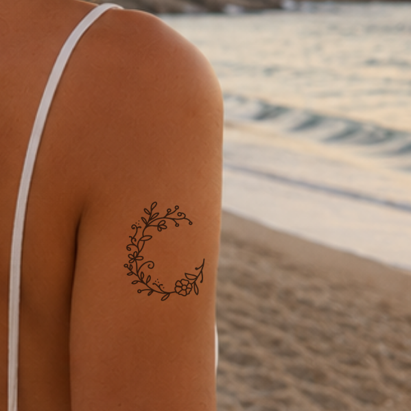 Temporäres Tattoo von minink: Florale C-Komposition