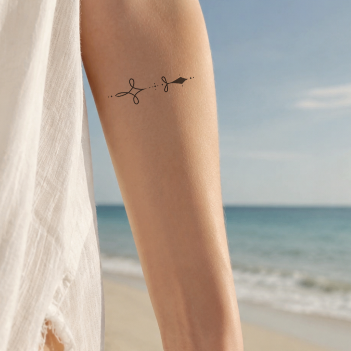Temporäres Tattoo von minink: Verspielte Symmetrie mit Schleifenmotiv