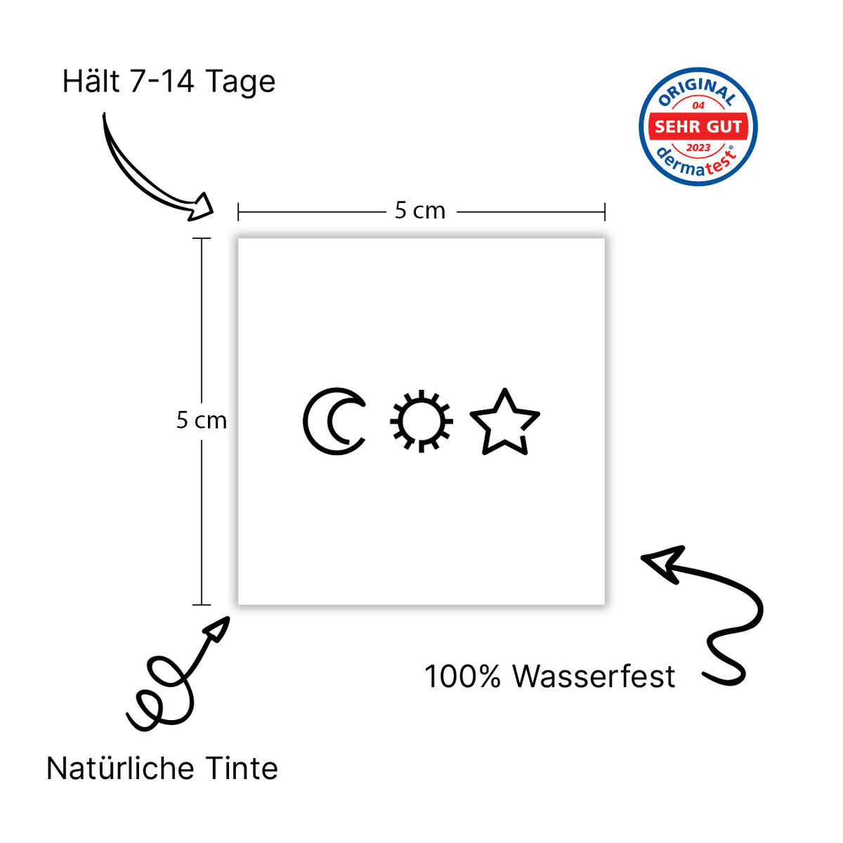 Mond, Sonne und Stern minimalistisch