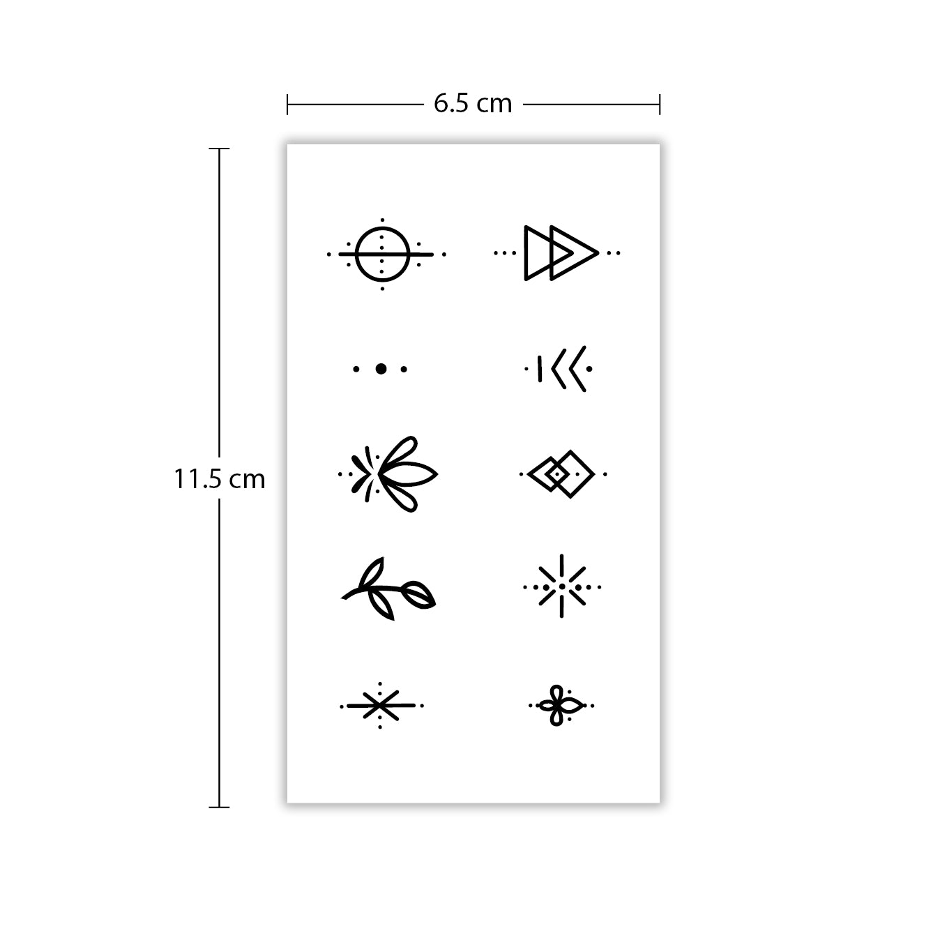 Temporäres Tattoo von minink: Mini-Tattoo-Bogen „Geometric & Nature“