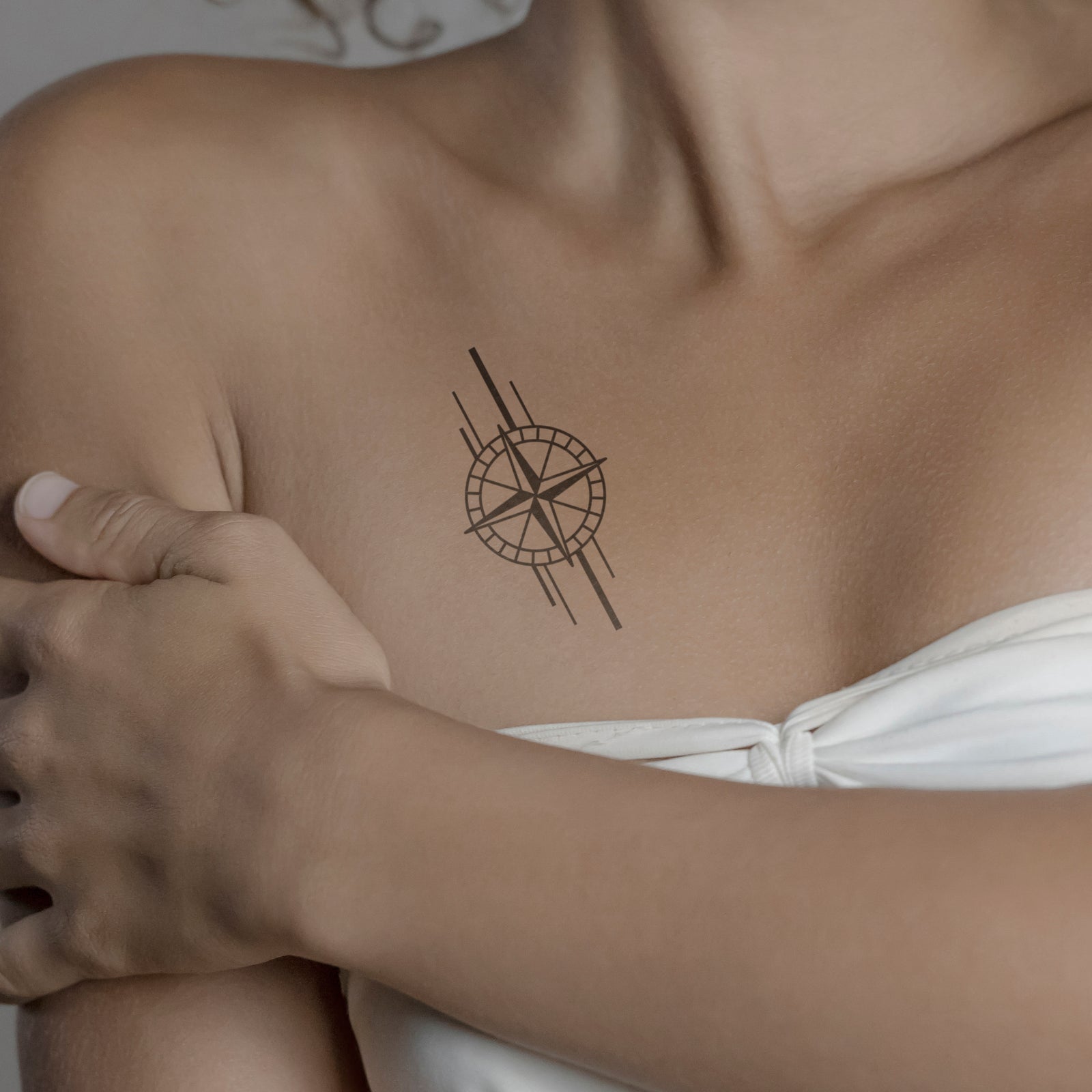 Compass Arrow Temporary Tattoo Sticker - OhMyTat