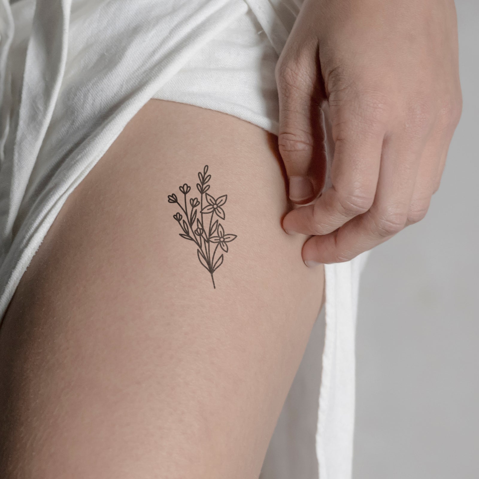 Purple Water Lily Flower with Triangles, Minimalist Tattoo, Yoga Style