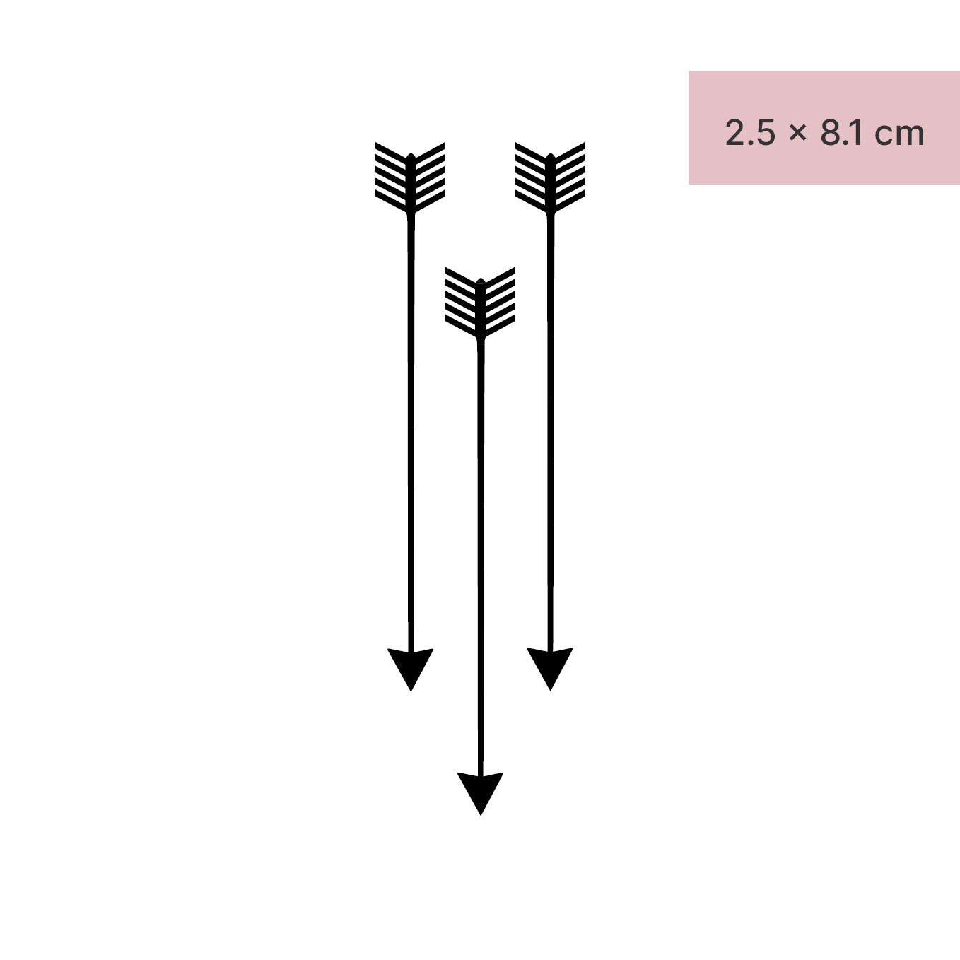 Drei gerade Pfeile Tattoo von minink, der Marke für temporäre Tattoos.