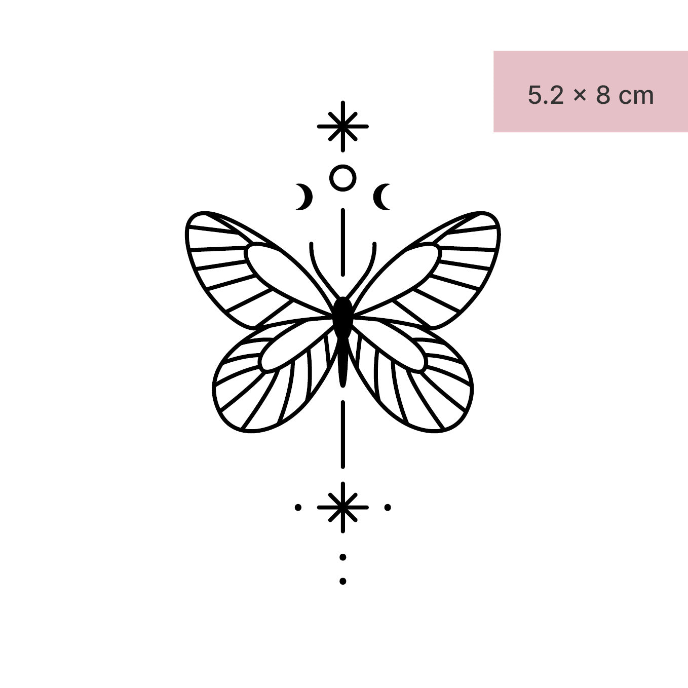 Schmetterling und Sterne Tattoo von minink, der Marke für temporäre Tattoos.