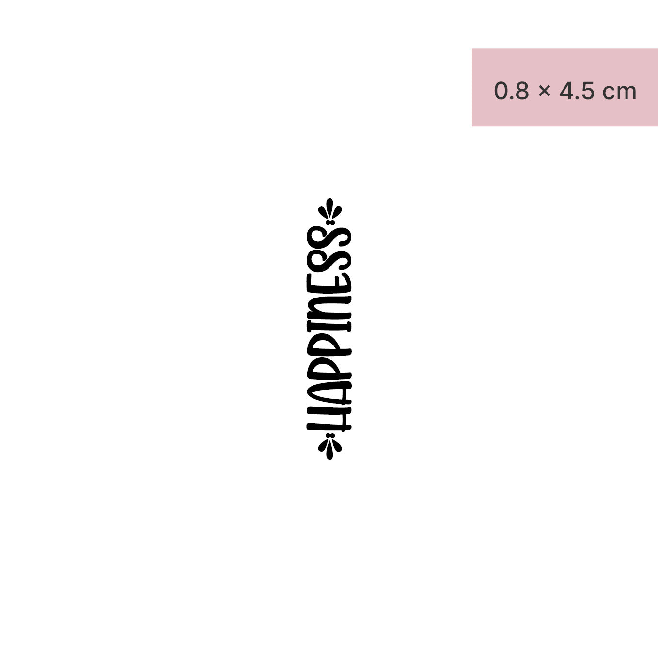 Schriftzug Tattoo HAPPINESS von minink, der Marke für temporäre Tattoos.