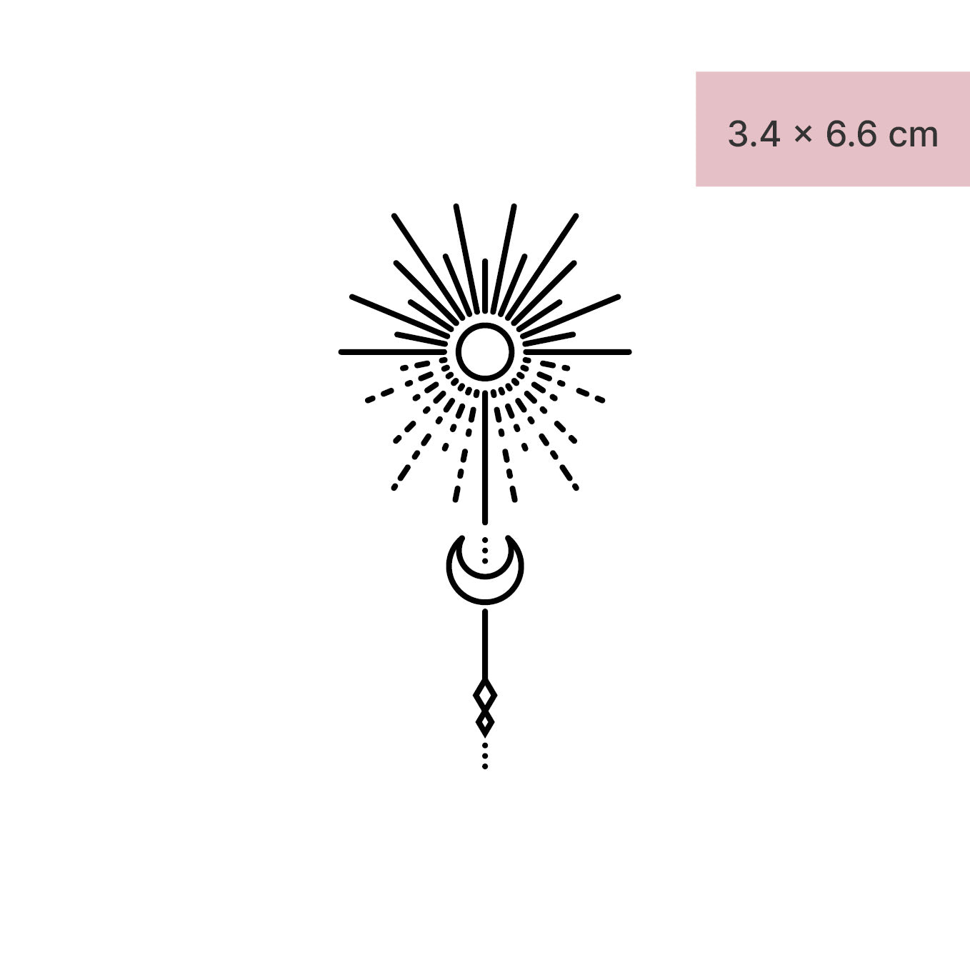 Sonne mit Halbmond Tattoo von minink, der Marke für temporäre Tattoos.