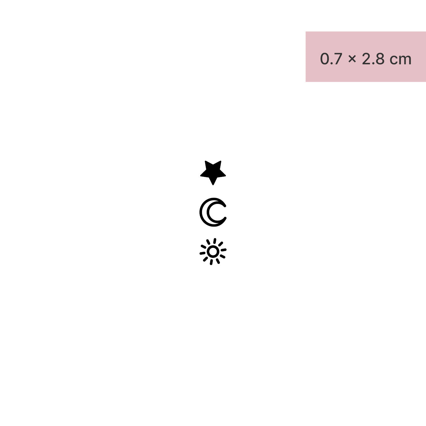 Stern, Halbmond und Sonne Tattoo von minink, der Marke für temporäre Tattoos.