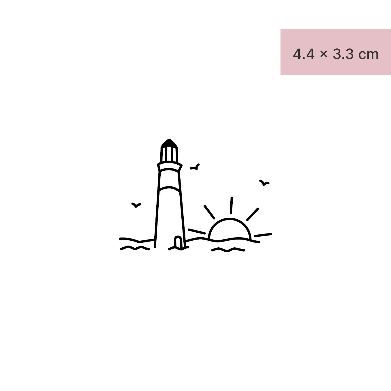 Leuchtturm mit Sonne Tattoo von minink, der Marke für temporäre Tattoos.