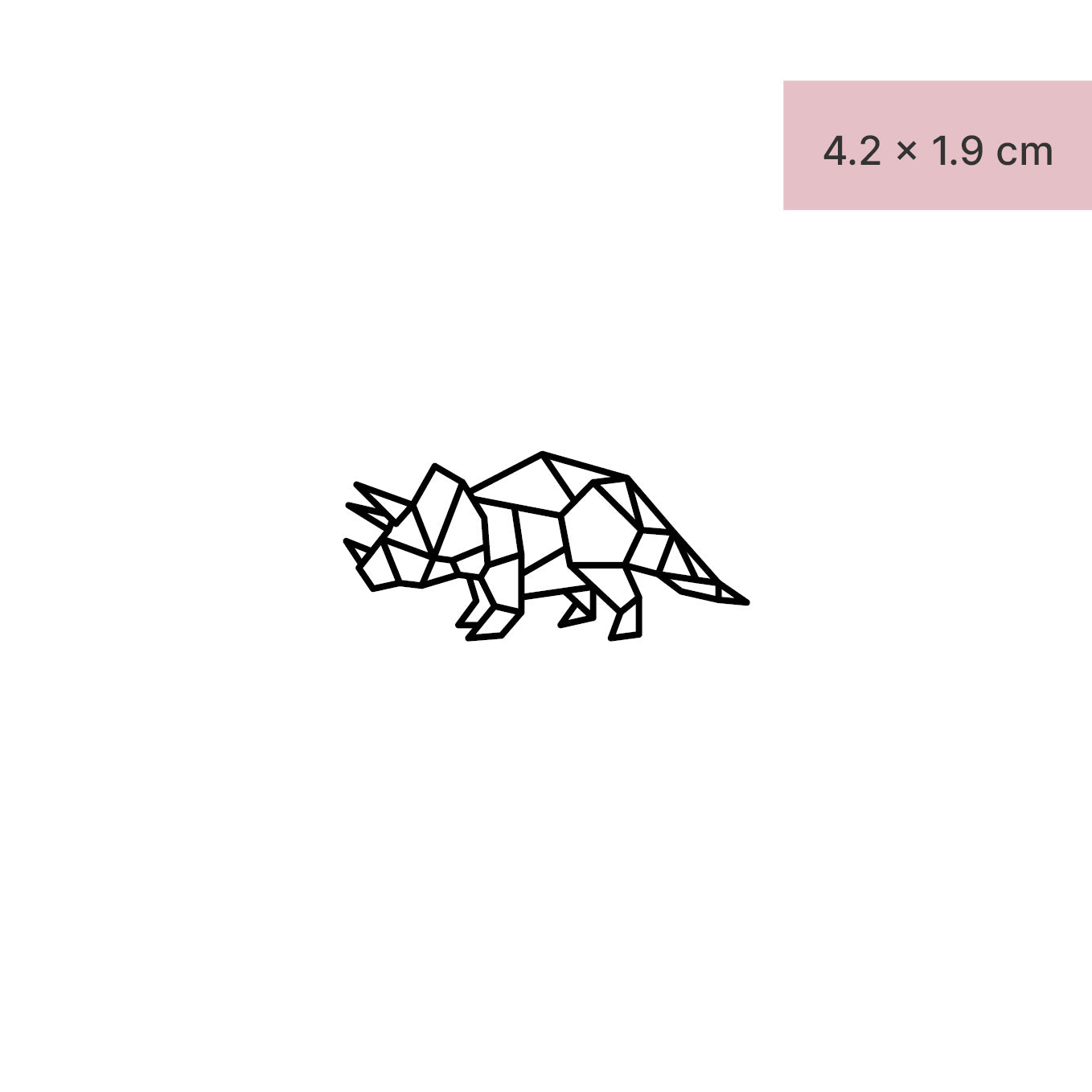 Geometrischer Triceratops Tattoo von minink, der Marke für temporäre Tattoos.