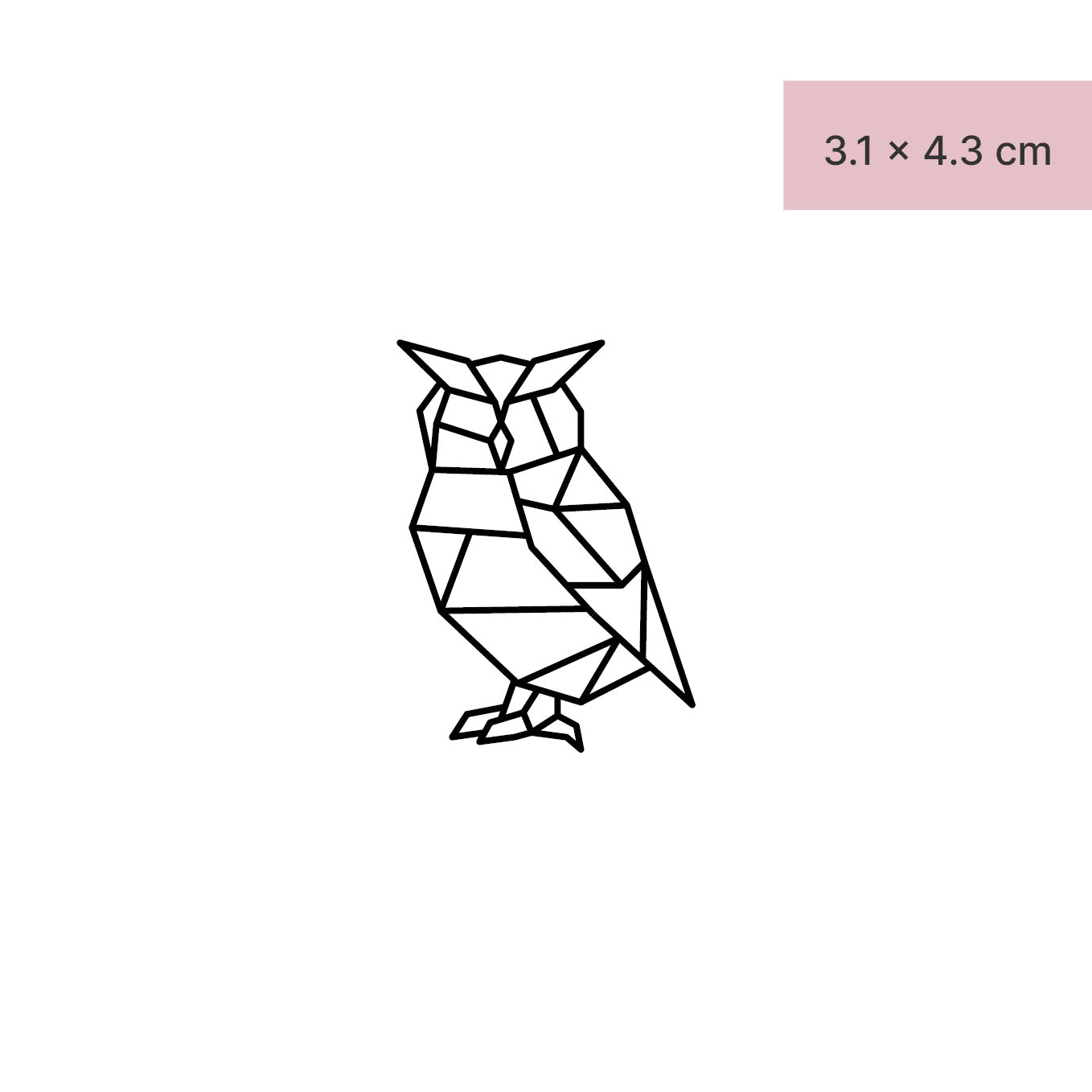 Geometrische Eule Tattoo von minink, der Marke für temporäre Tattoos.