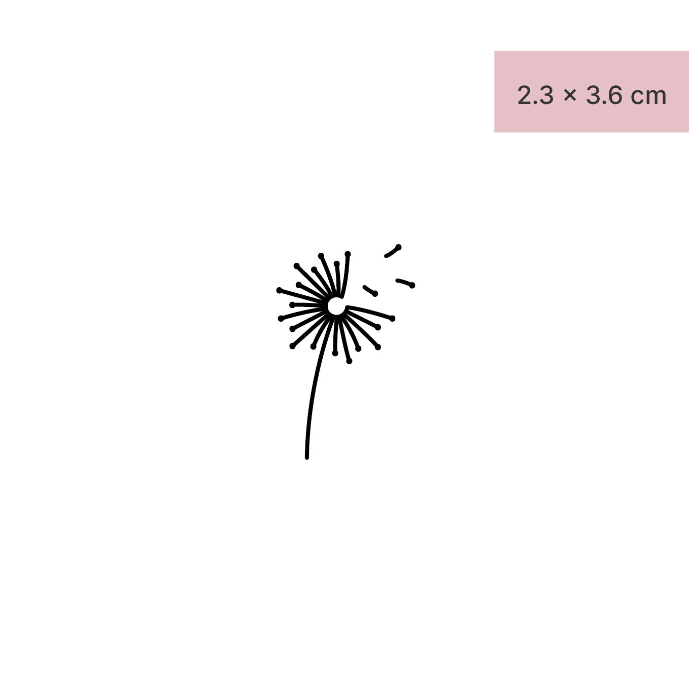 Pusteblume mit fliegenden Samen Tattoo von minink, der Marke für temporäre Tattoos.